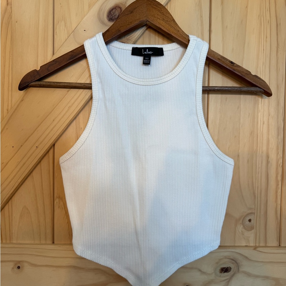 Lulu's White Ribbed Tank Top